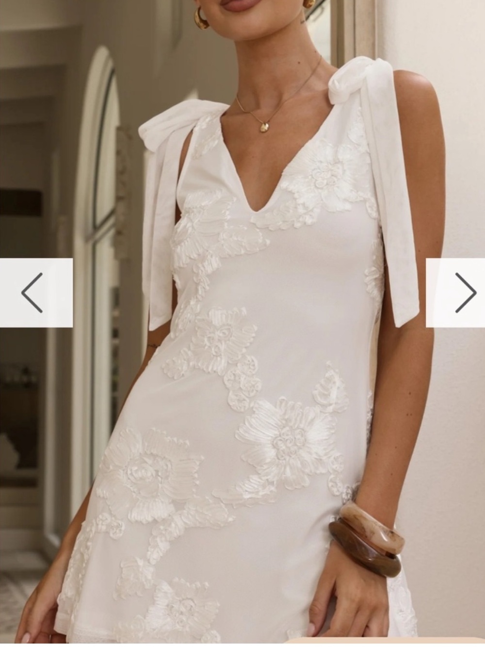 Billy J Usha Tie Strap White Floral Mini Dress
